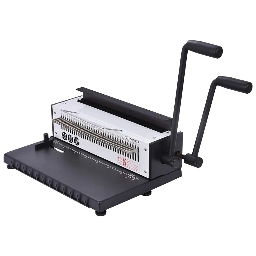 Leisheng 34-hole adjustable iron ring binding machine in black on a desk