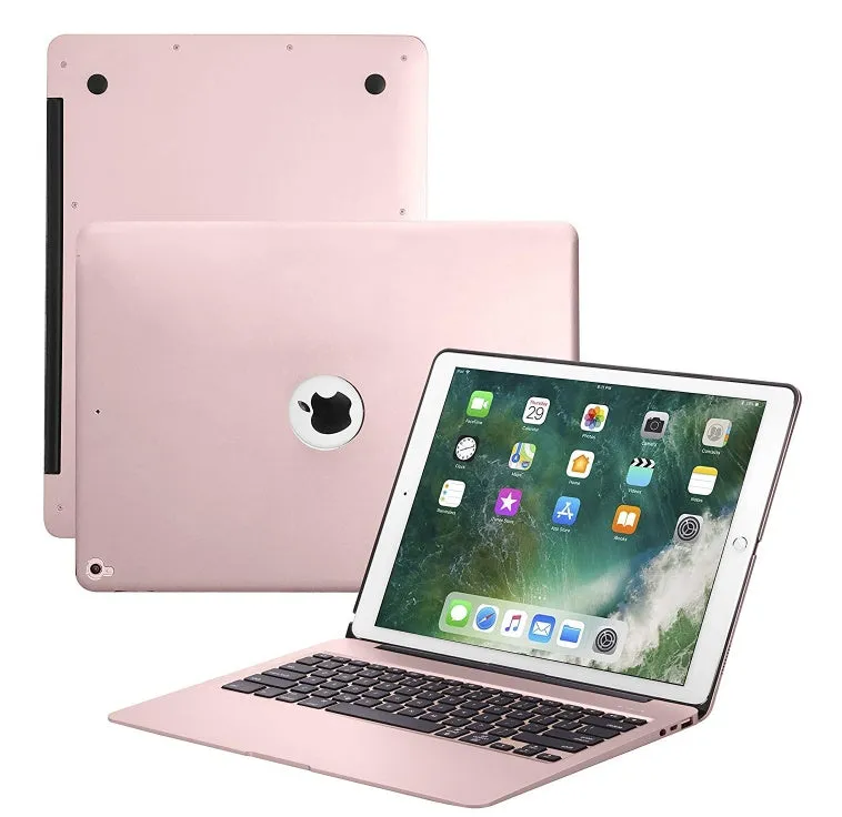 F07 full metal Bluetooth keyboard in silver, compatible with iPad Pro 12.9 inch, aluminium body, rechargeable battery