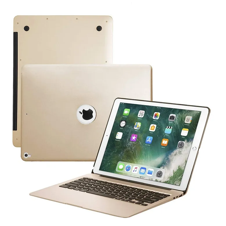 F07 full metal Bluetooth keyboard in silver, compatible with iPad Pro 12.9 inch, aluminium body, rechargeable battery