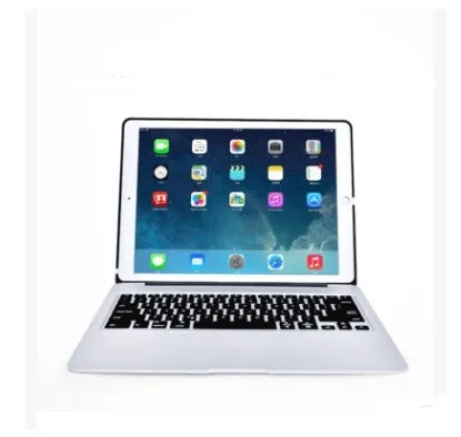 F07 full metal Bluetooth keyboard in silver, compatible with iPad Pro 12.9 inch, aluminium body, rechargeable battery