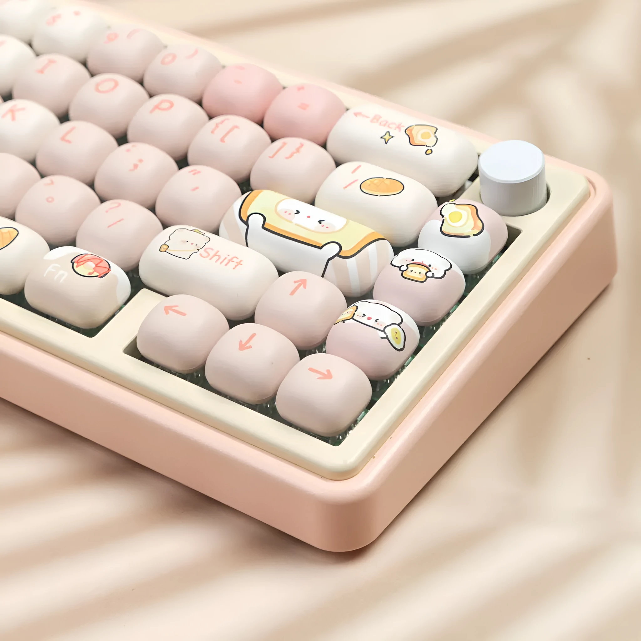 MOG Steamed Bread PBT key cap set with bread bear design for mechanical keyboards