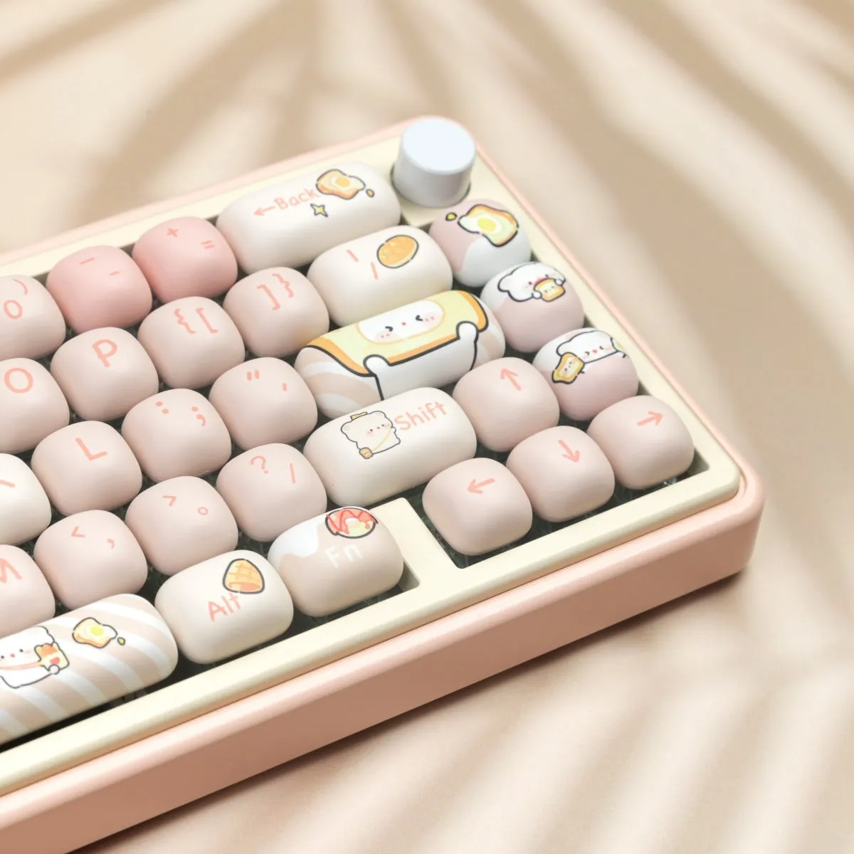 MOG Steamed Bread PBT key cap set with bread bear design for mechanical keyboards