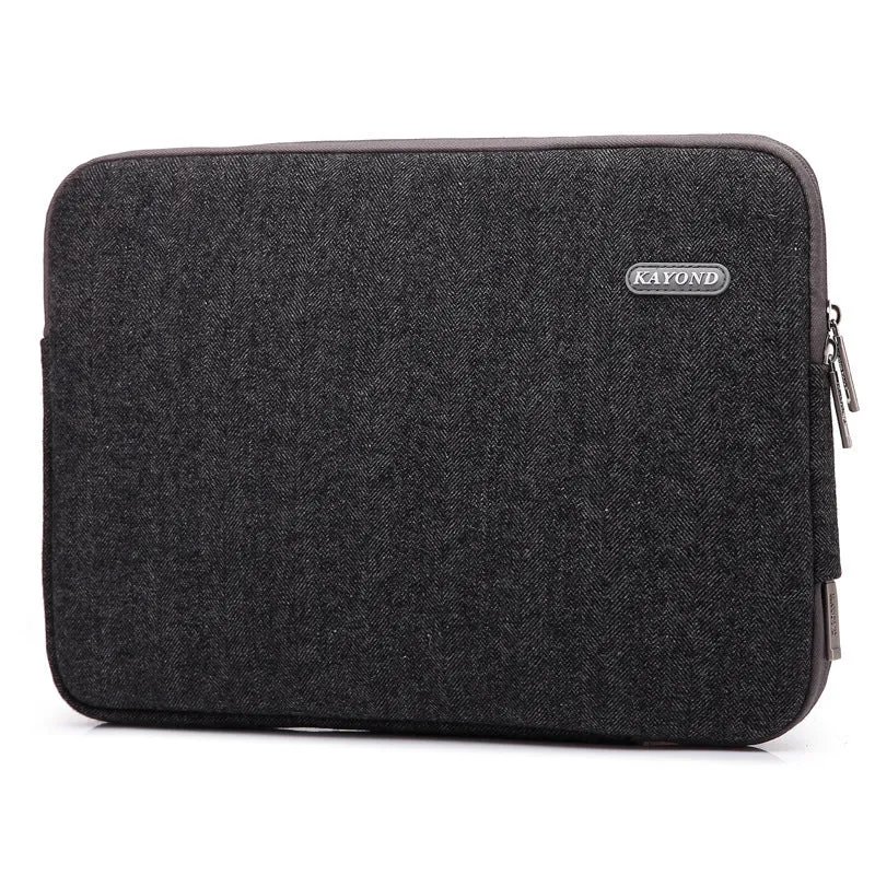 Kayond herringbone cotton laptop liner bag in black, compatible with 15.6 inch notebook