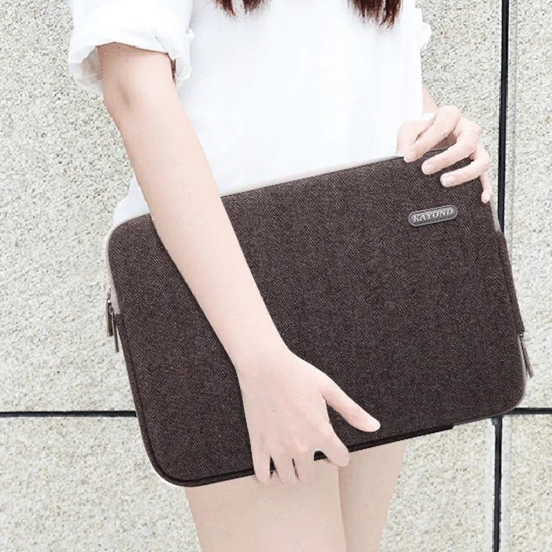 Kayond herringbone cotton laptop liner bag in black, compatible with 15.6 inch notebook