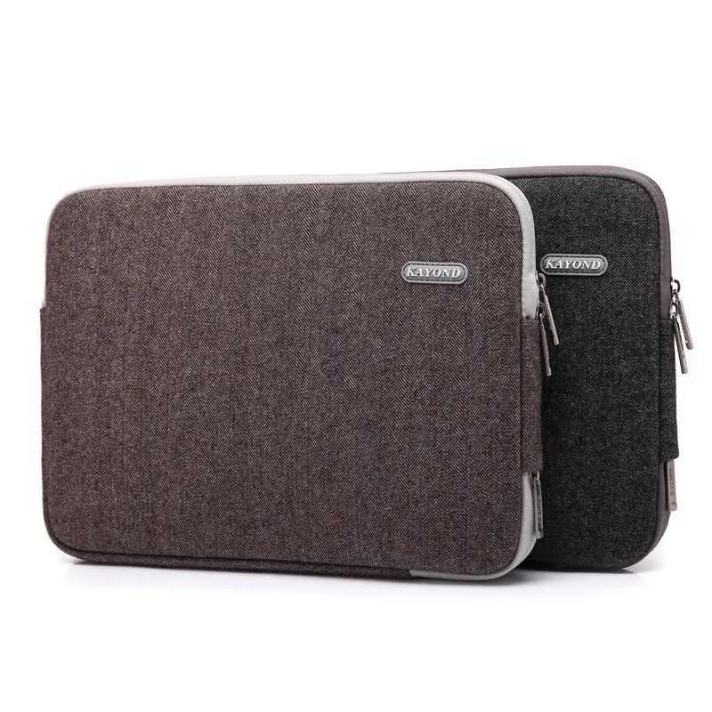 Kayond herringbone cotton laptop liner bag in black, compatible with 15.6 inch notebook