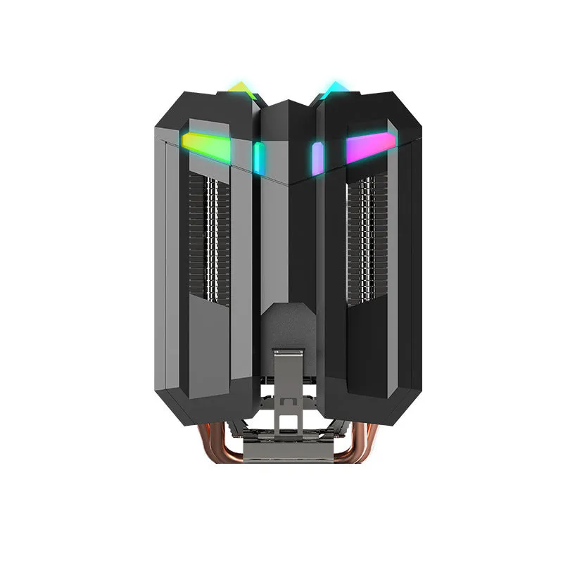Touteng T400 CPU cooler with four copper heat pipes and ARGB fan, black and silver aluminium fins