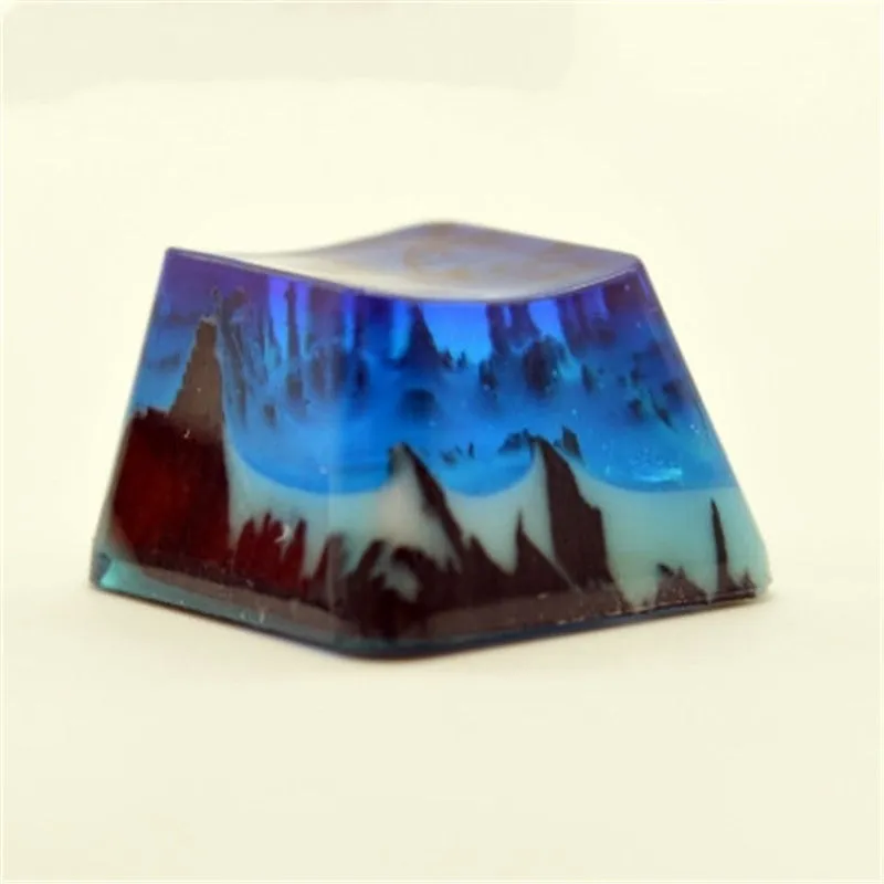 Qianshan Muxue resin wood keycap in army green, single piece for mechanical keyboard customisation