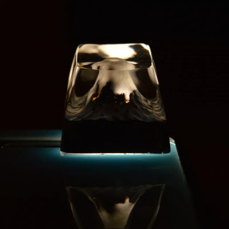 Qianshan Muxue resin wood keycap in army green, single piece for mechanical keyboard customisation