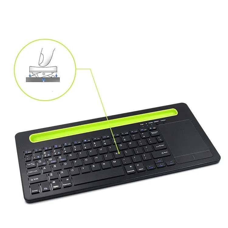 Universal Bluetooth touch keyboard for tablet and phone with 78 black keys and touchpad
