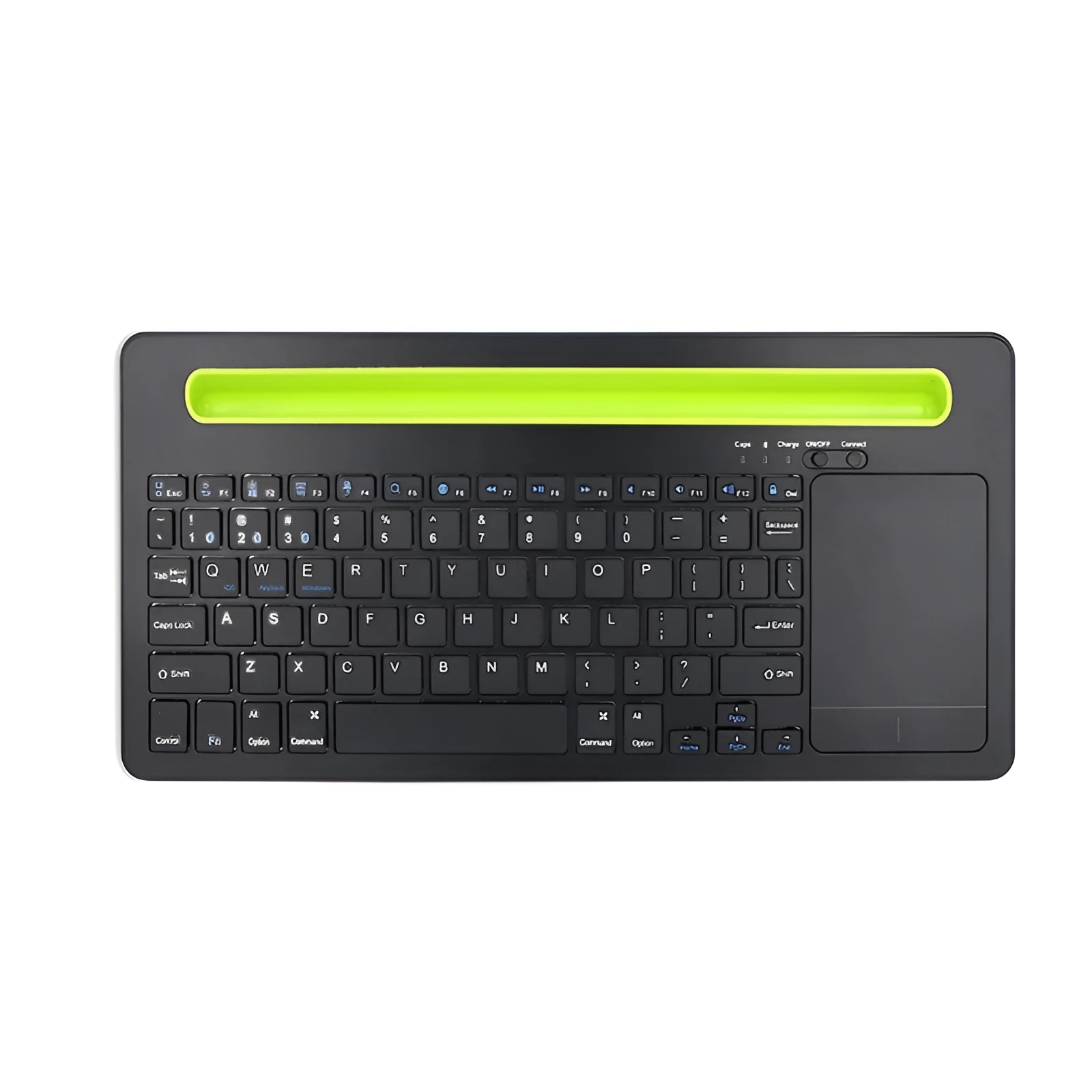 Universal Bluetooth touch keyboard for tablet and phone with 78 black keys and touchpad