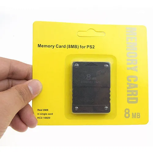PS2 memory card in colour variant with plug connector for PlayStation 2 console save storage