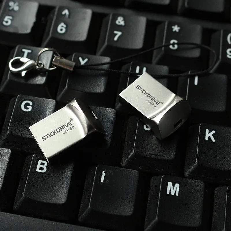 High speed USB 3.0 flash drive mini U disk in metal shell with rotation design, black colour, 128GB capacity