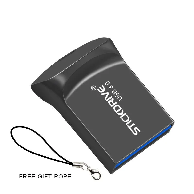 High speed USB 3.0 flash drive mini U disk in metal shell with rotation design, black colour, 128GB capacity