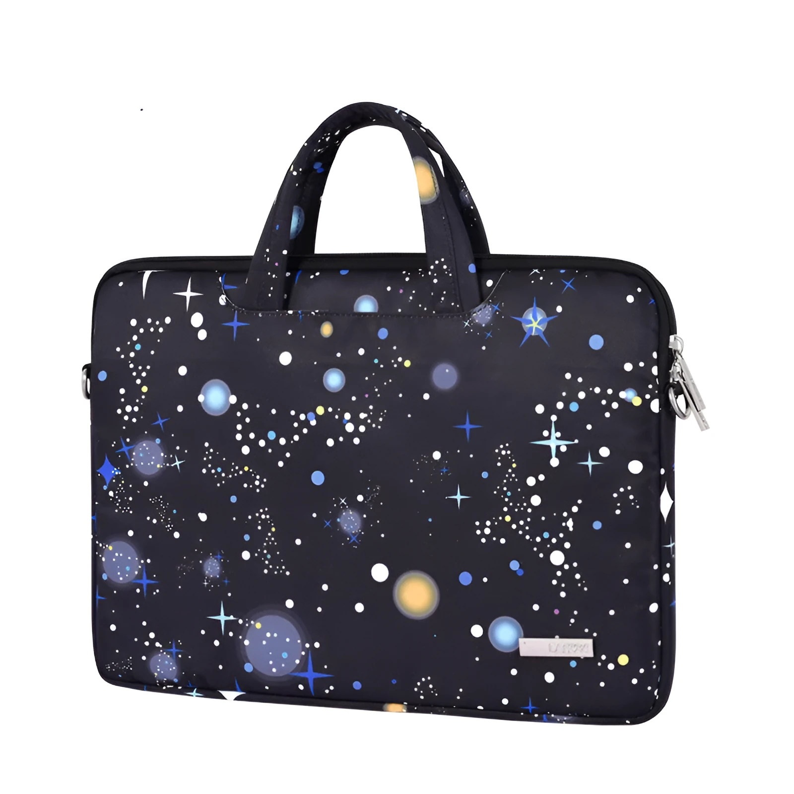Black waterproof polyester laptop liner bag with 13 inch laptop inside, showing 352mm length and slim profile