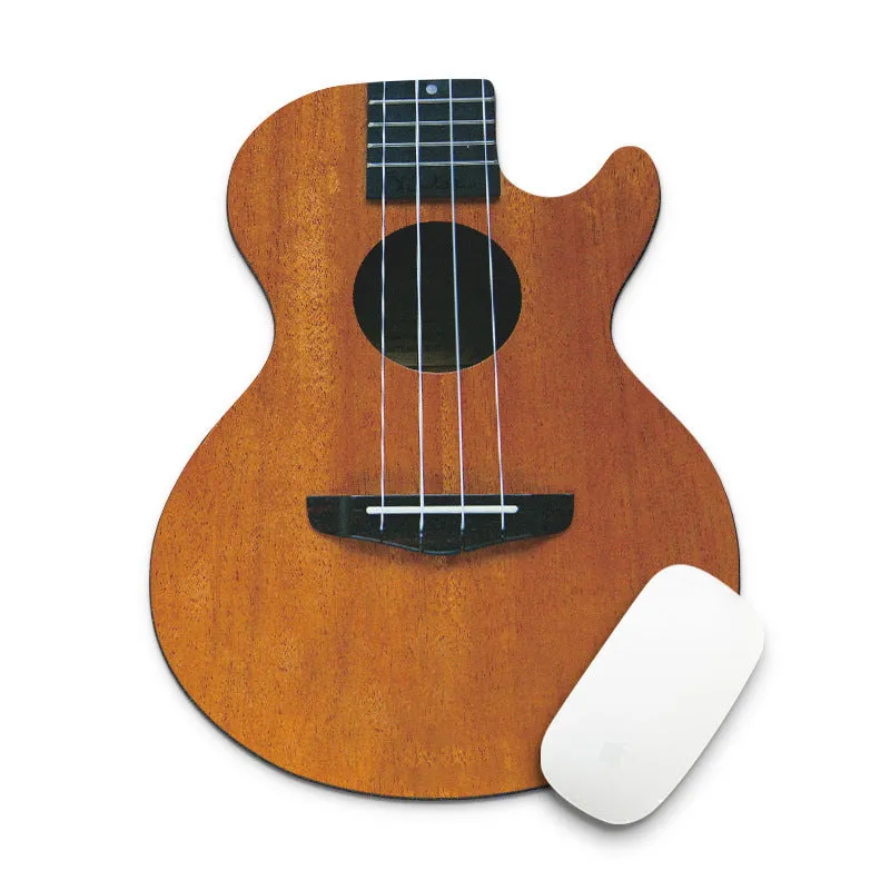 Guitar shaped computer mouse pad with natural rubber base and fine cloth surface, 22cm by 18cm