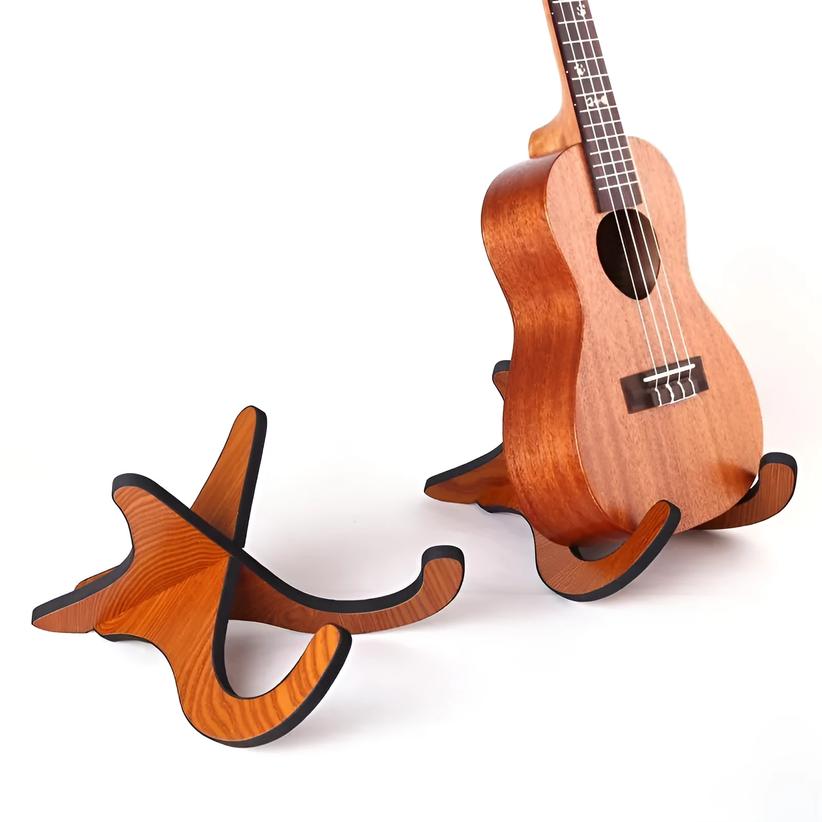Wood folding ukulele bracket stand with anti-slip 3m EVA padding for 21-26 inch ukuleles