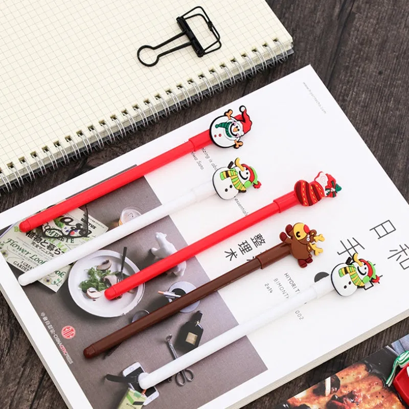 Christmas gel pen with cute cartoon design, 17cm plastic body, random mixed colours