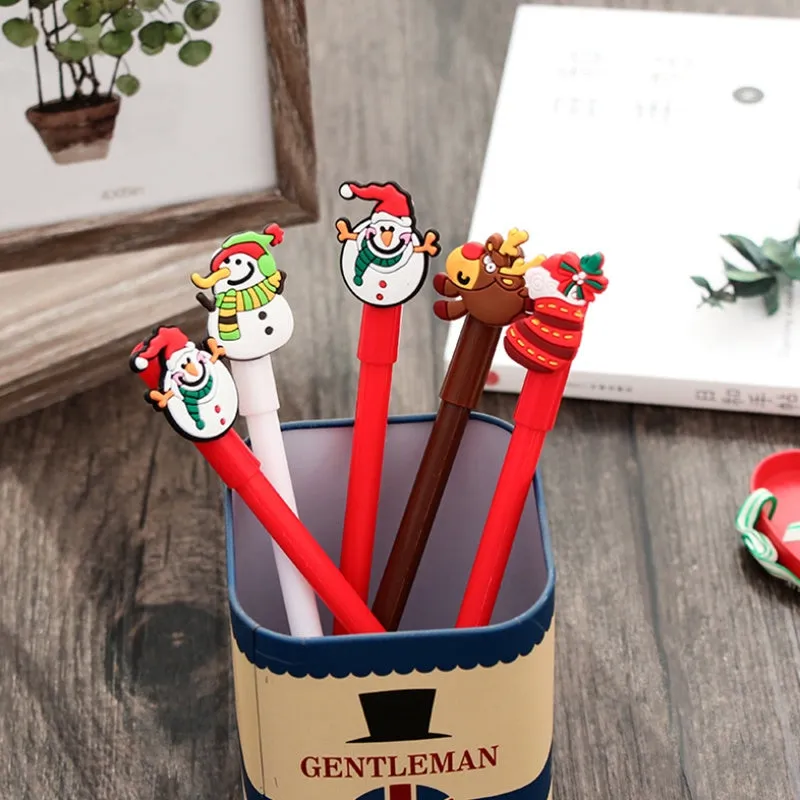 Christmas gel pen with cute cartoon design, 17cm plastic body, random mixed colours