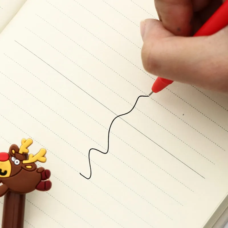 Christmas gel pen with cute cartoon design, 17cm plastic body, random mixed colours