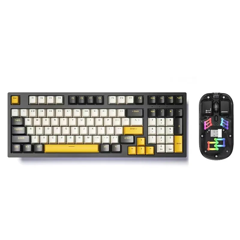 98-key mechanical keyboard and mouse set with backlight in various colour options