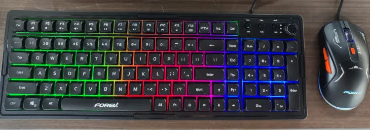 98-key mechanical keyboard and mouse set with backlight in various colour options