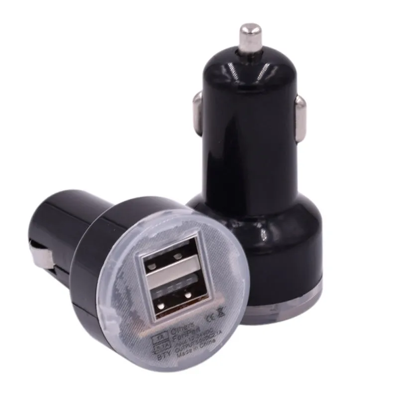 Car Charger 2 Port Dual USB vehicle charger in black and white colour options