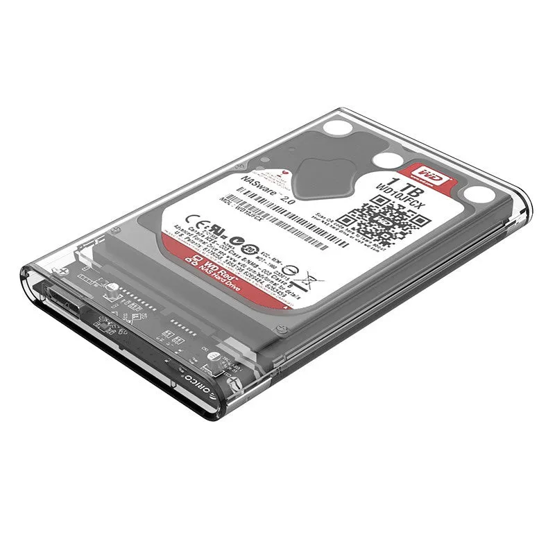 ORICO 2139U3 transparent 2.5 inch USB 3.0 SATA hard drive enclosure with blue LED light