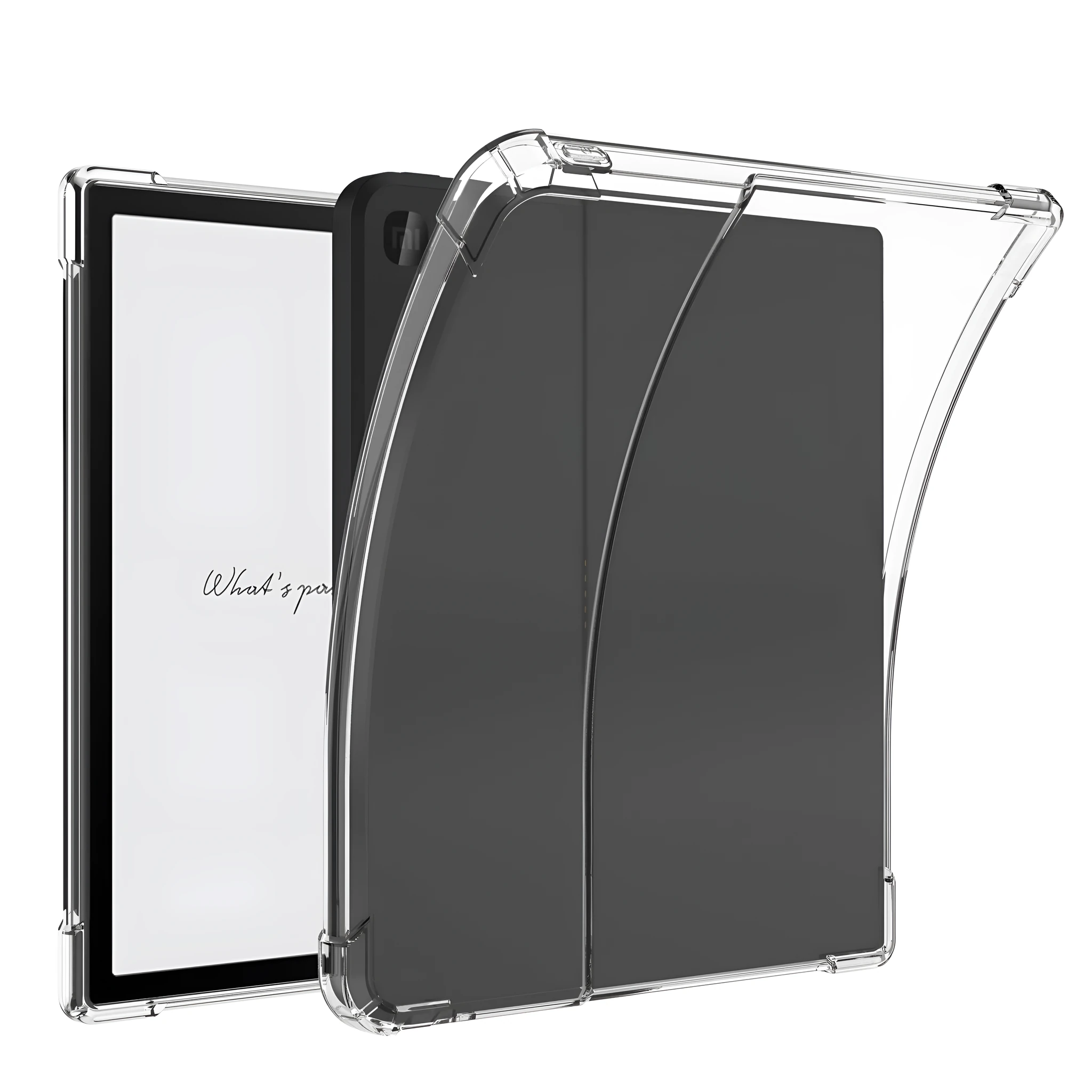 Transparent airbag protective case for 7-inch Xiaomi e-reader showing shockproof TPU construction
