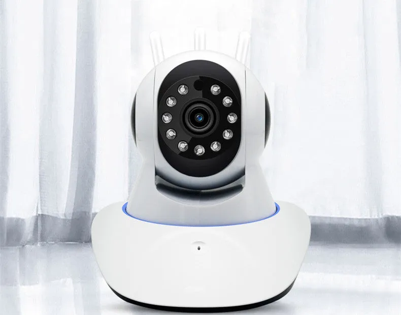 Intelligent rotary head shaker wifi home monitoring camera with 1080P night vision and three antennas