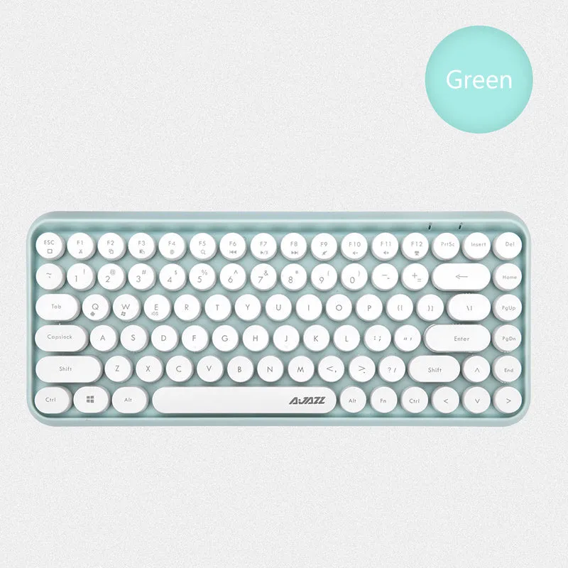 Compact wireless Bluetooth keyboard with 84 keys in ABS black finish, 320x136.6x30.5mm size
