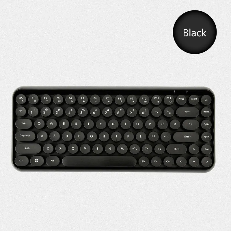 Compact wireless Bluetooth keyboard with 84 keys in ABS black finish, 320x136.6x30.5mm size