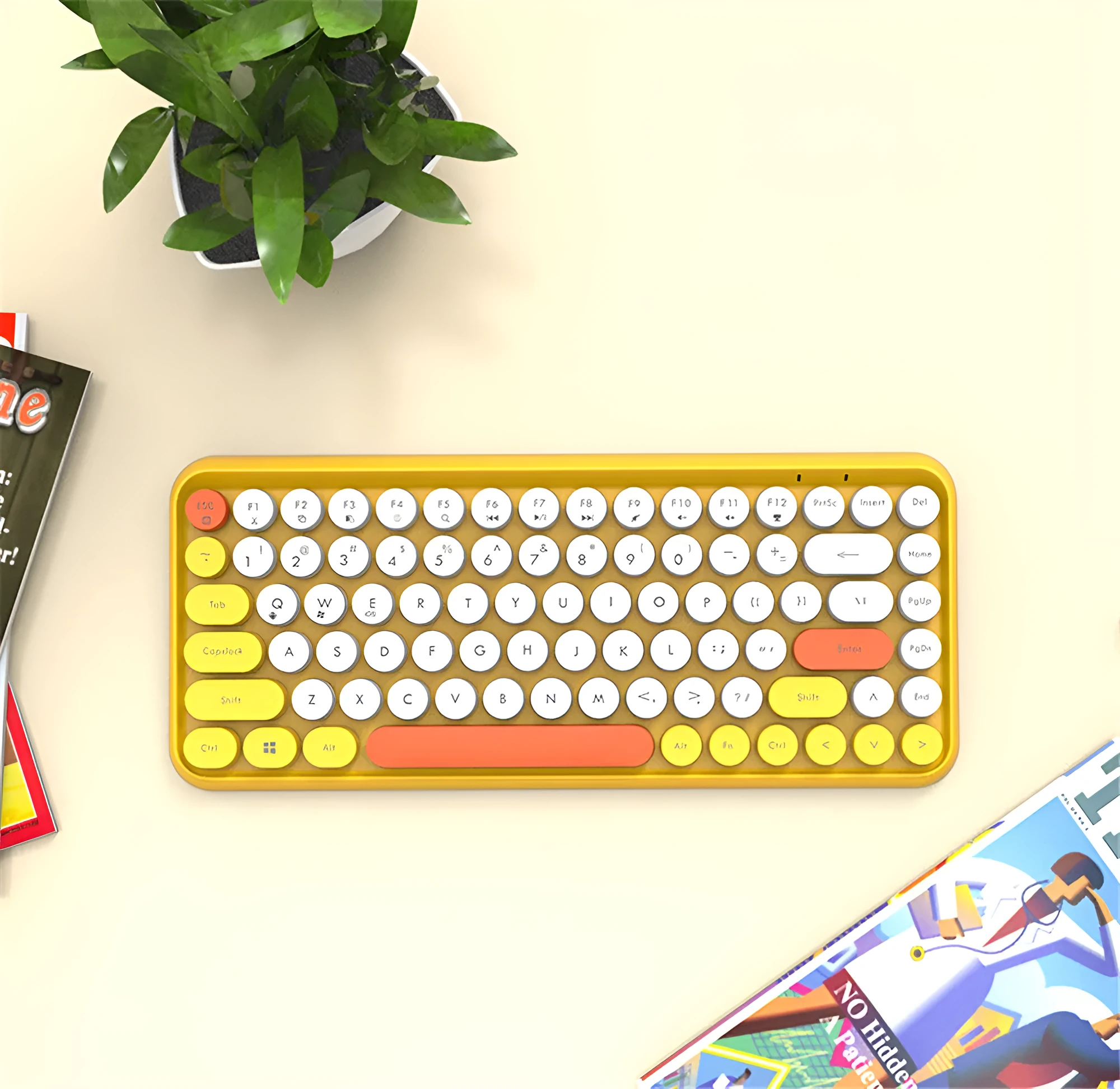 Compact wireless Bluetooth keyboard with 84 keys in ABS black finish, 320x136.6x30.5mm size