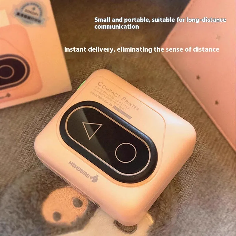 Avocado Green coloured pocket-sized Bluetooth thermal mini printer next to a mobile phone.