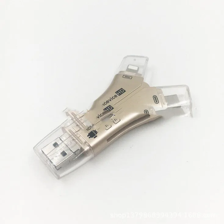White ABS mobile phone memory card reader supporting SD and TF cards via USB 2.0