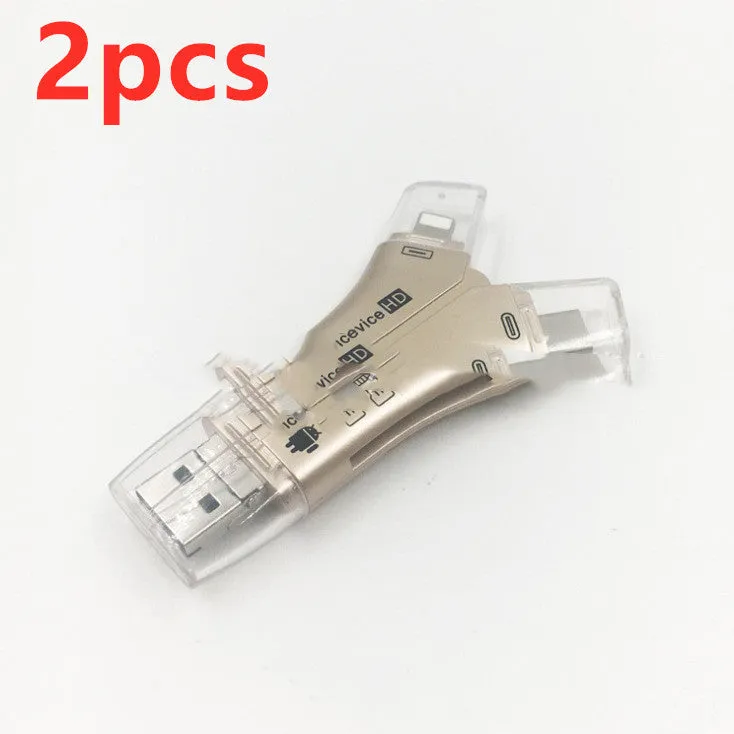 White ABS mobile phone memory card reader supporting SD and TF cards via USB 2.0