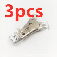 White ABS mobile phone memory card reader supporting SD and TF cards via USB 2.0