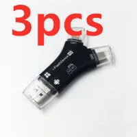 White ABS mobile phone memory card reader supporting SD and TF cards via USB 2.0