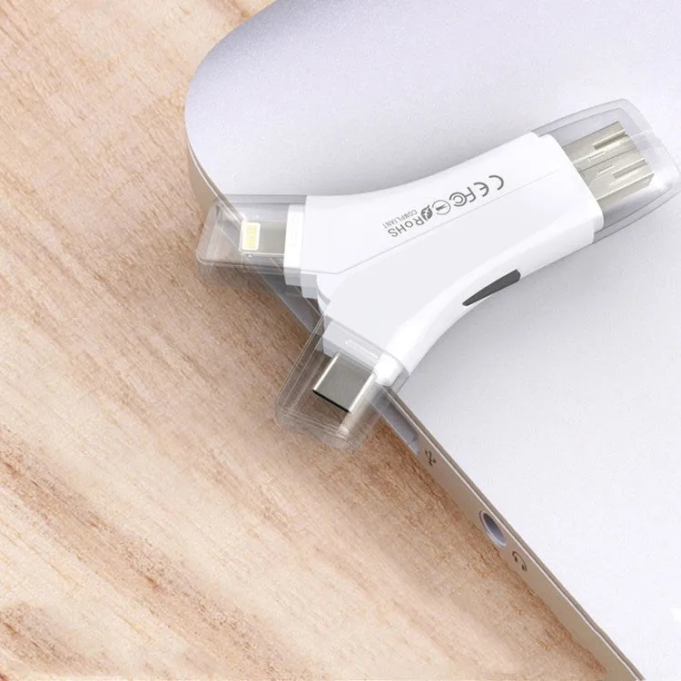 White ABS mobile phone memory card reader supporting SD and TF cards via USB 2.0