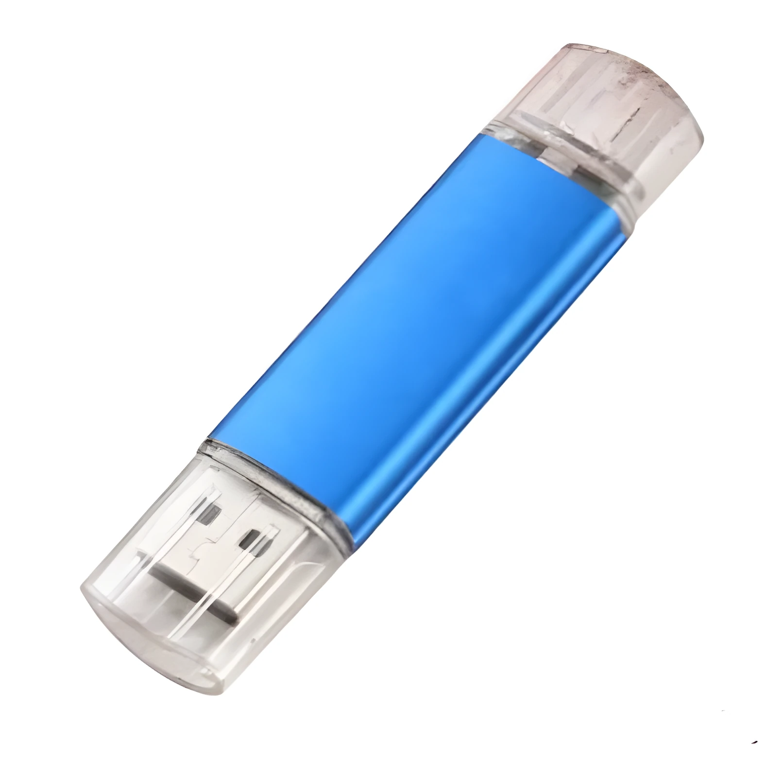 Multi-function three-in-one U disk with metal shell, USB 2.0, blue and black colours, 70mm size