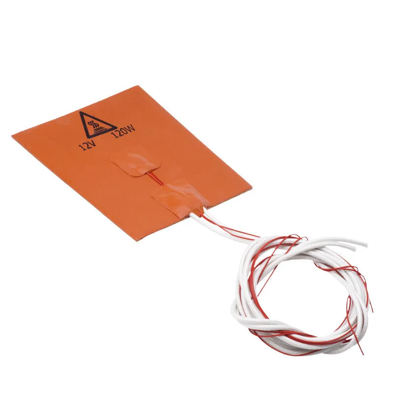Orange silicone rubber heating pad for 3D printer hot bed accessory with strong heat resistance