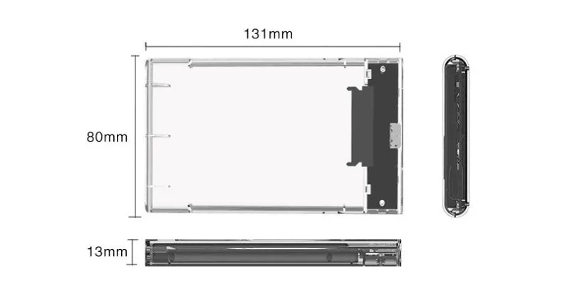Transparent PC hard disk box for 2TB 3TB 4TB SATA drive with USB interface