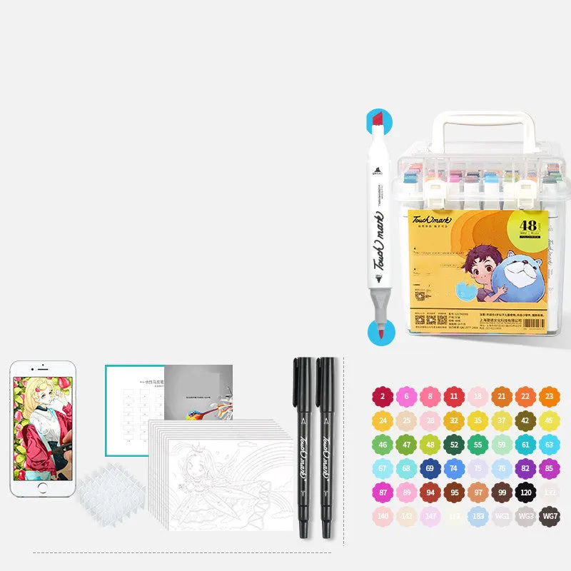 Children's watercolour pen set with flower pencil bag featuring 24 to 36 colour options for school art projects