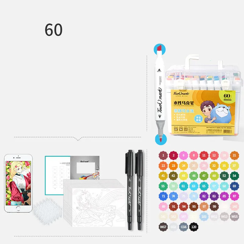 Children's watercolour pen set with flower pencil bag featuring 24 to 36 colour options for school art projects