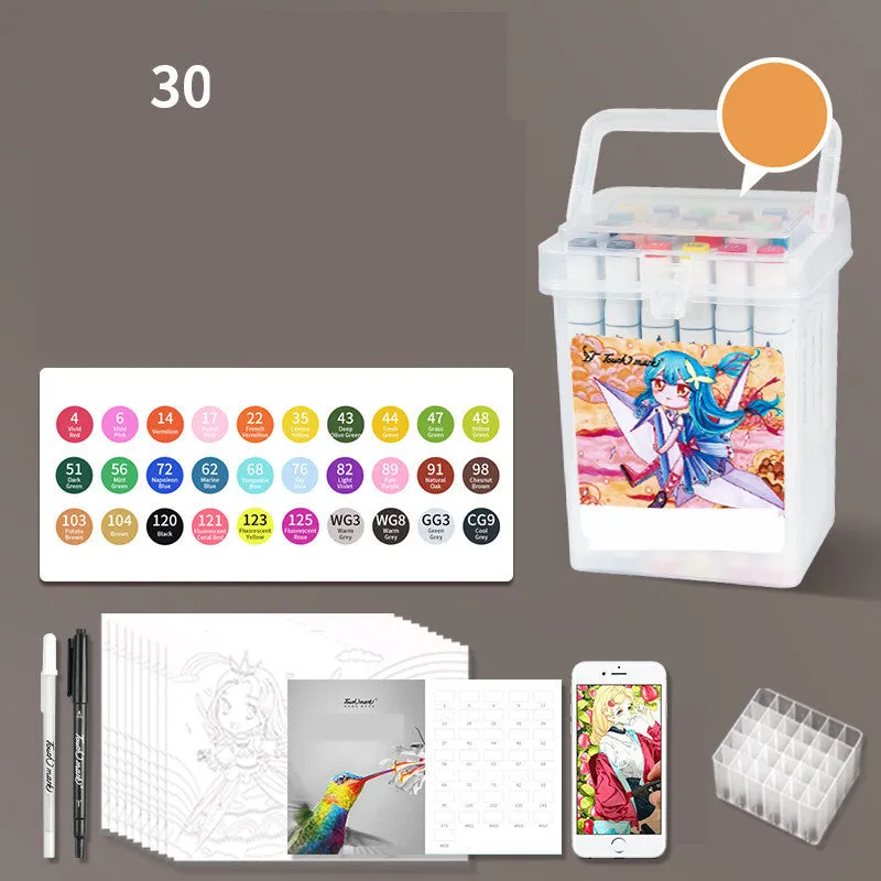 Children's watercolour pen set with flower pencil bag featuring 24 to 36 colour options for school art projects