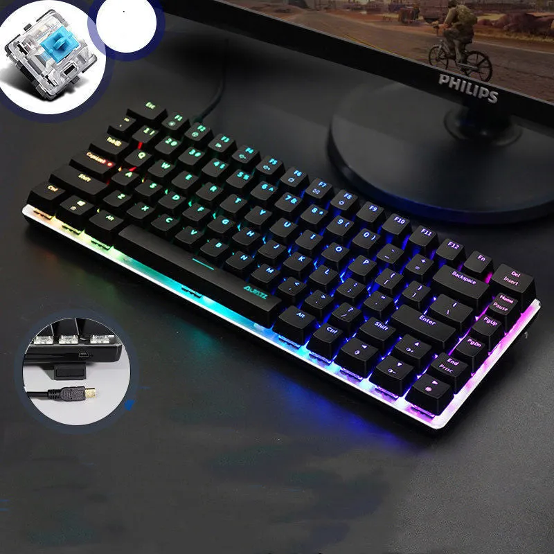Heijue AK33 82-key wired mechanical keyboard with metal frame and backlit keys