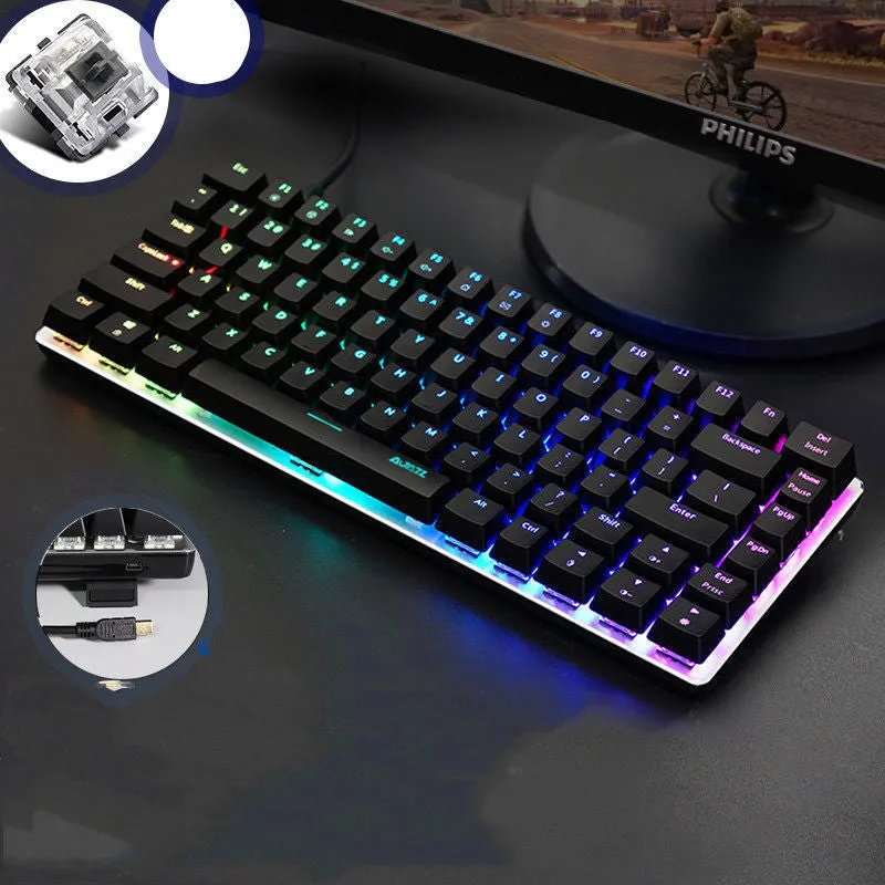 Heijue AK33 82-key wired mechanical keyboard with metal frame and backlit keys