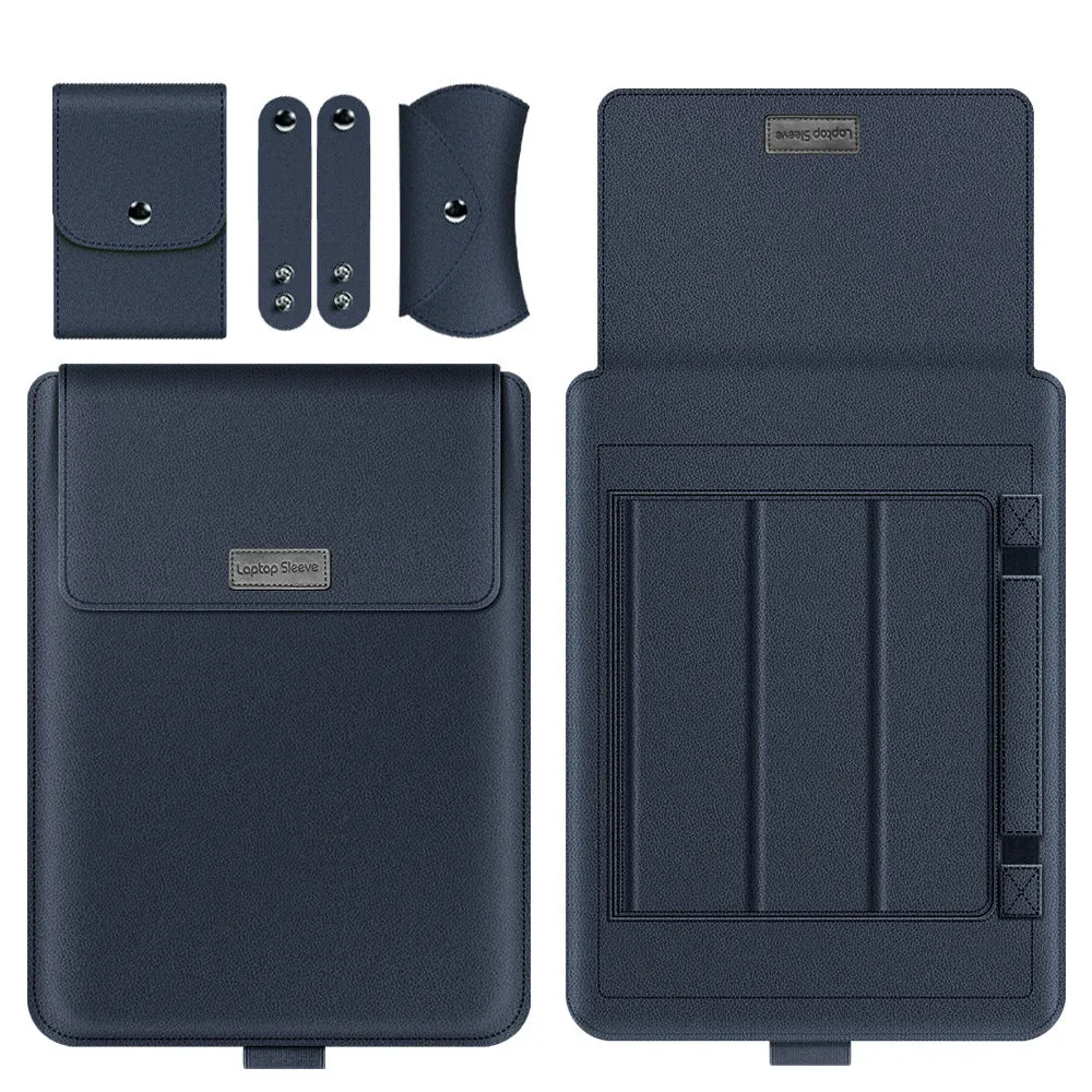 Notebook stand computer liner storage bag in imitation leather and microfiber, universal fit for 11 to 17 inch laptops, available in multiple colours