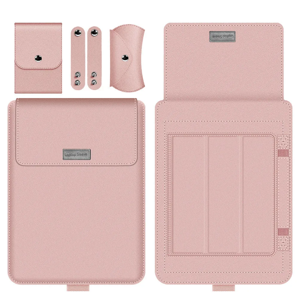 Notebook stand computer liner storage bag in imitation leather and microfiber, universal fit for 11 to 17 inch laptops, available in multiple colours