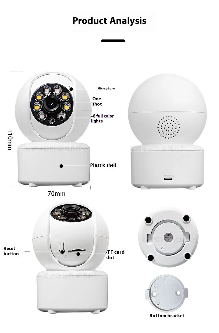 1080p Bluetooth monitoring HD home dual-light panorama camera with ceiling mounted bracket