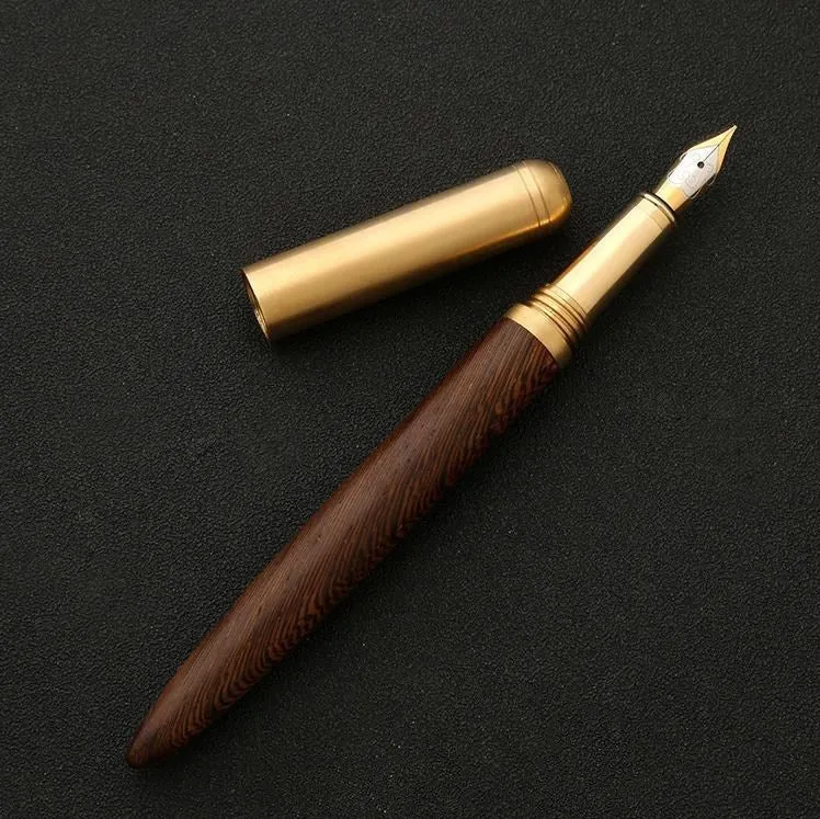 Business fountain pen with 0.7mm stainless steel nib and wooden barrel in ebony finish